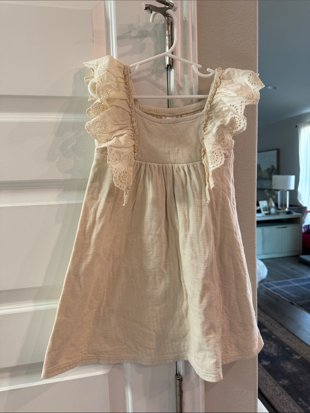 Girls' Modern Moments Cream Ruffle Strap Dress 5T
